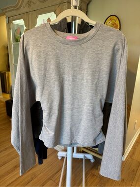 Edikted Charlisa Cinched Waist Top Heather Gray Size Medium